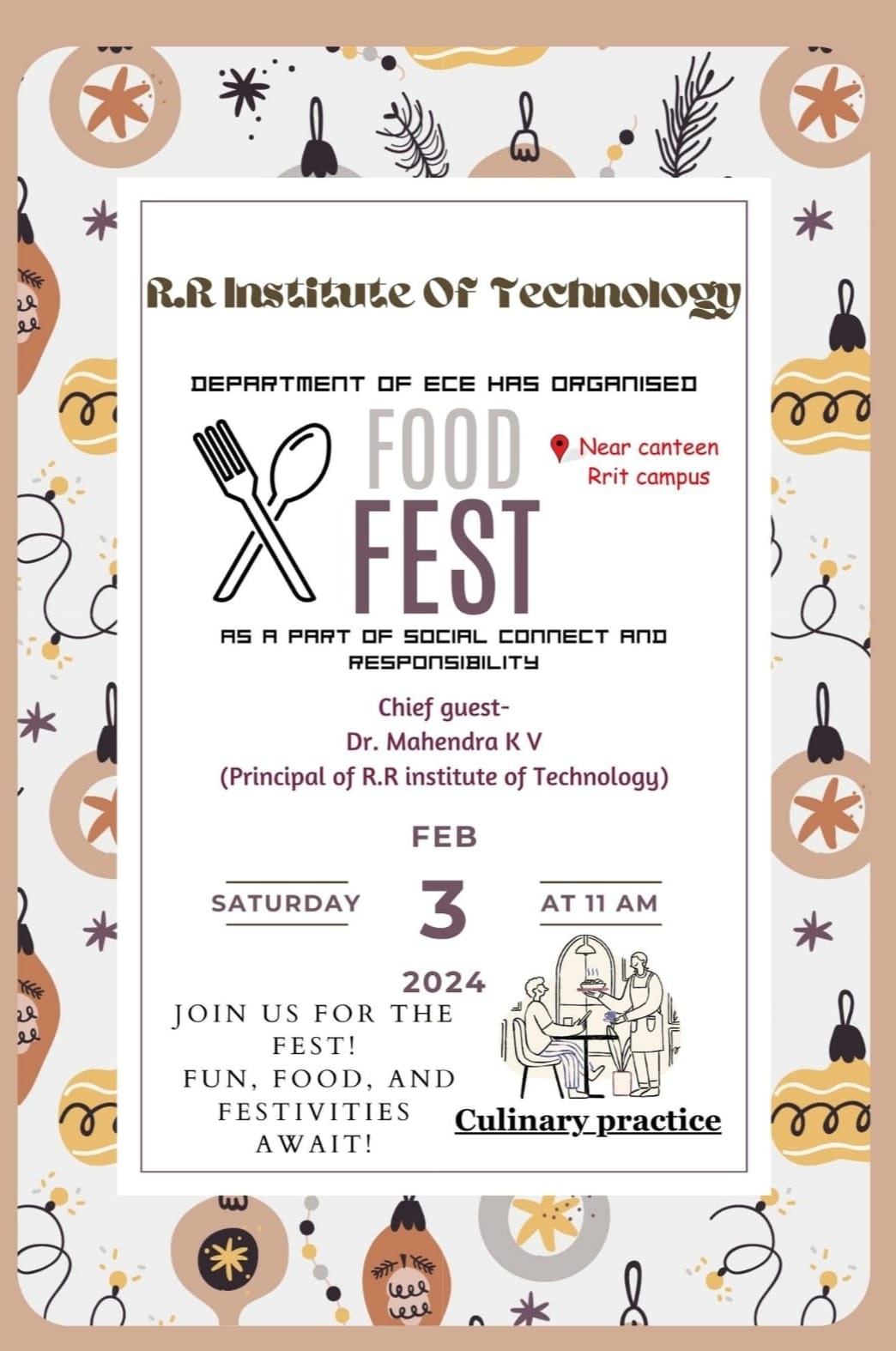 Department of ECE III semester students are  organizing  an activity” FOOD FEST’ as a part of social connect and responsibility.